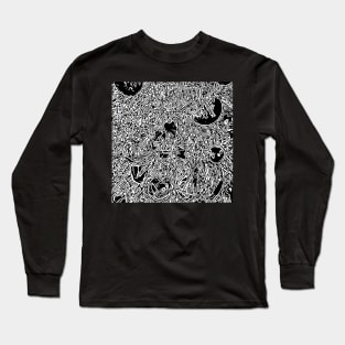 Black and white string pattern Long Sleeve T-Shirt